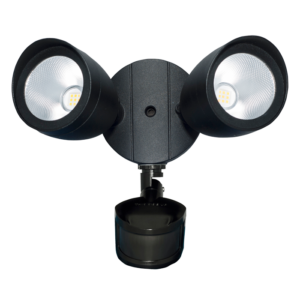 20W Round Twin Heads Motion Sensor Security Light, 1400LM, 5000K, Black