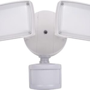 20W IP65 Waterproof LED Security Flood Light with Motion Sensor, 5000K, 1400LM, White, Dual Heads