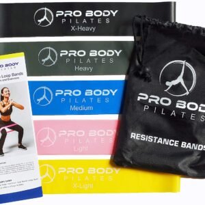 Premium Set of 5 Exercise Bands to Complement Pilates, Yoga, Physical Therapy and Strength Training
