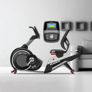 Light Commercial Recumbent Bike - Muscle D Fitness - LED Display - Heart Rate Monitor - Adjustable Seat - On Wheels for Easy Movement