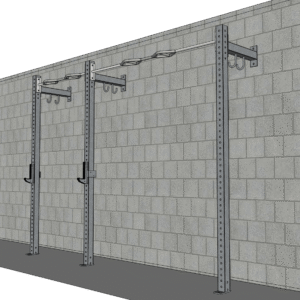 TGrip Commercial 10' Low Profile Wall Mount Rig - 3x3 Steel - Functional Multi-Grip Pull-Up - Sandwich Style J-Hooks