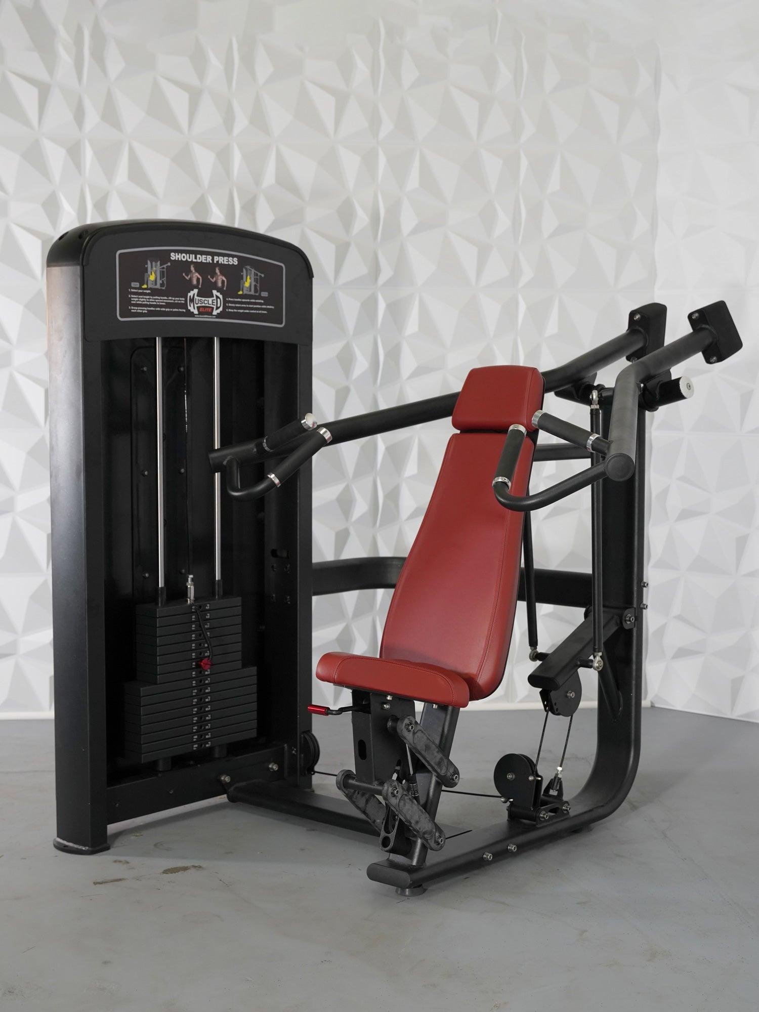 Elite Selectorized Shoulder Press - Muscle D Fitness - Commercial Adjustable Seated Pin Selectorized Shoulder Press Traps Shoulder Workout