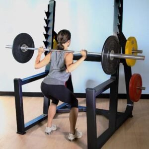 Commercial Squat Rack - Muscle D Fitness - Weight Storage - Black / Silver