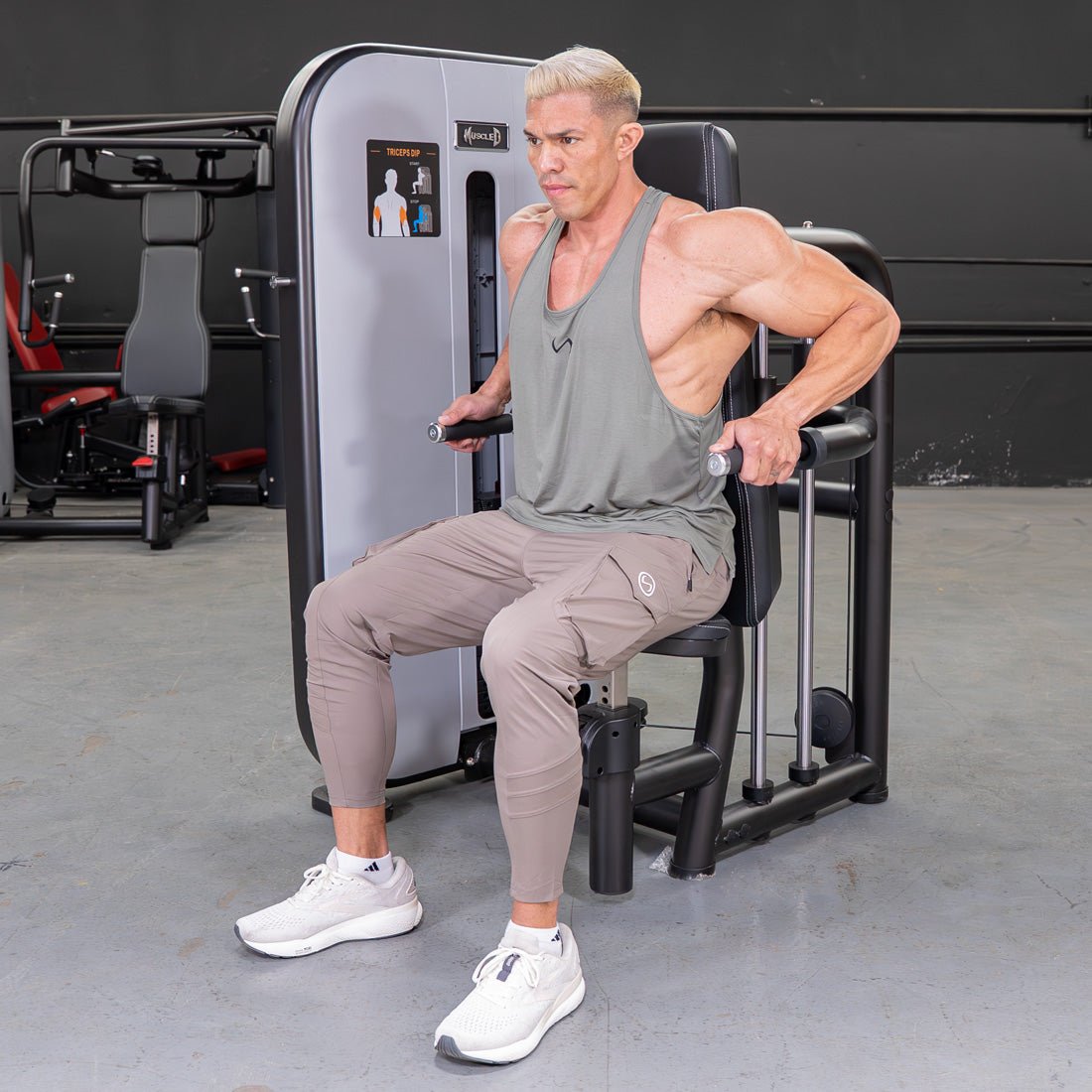 Vogue Triceps Press-Down - Muscle D Fitness - Adjustable Seat - Pin Selectorized - Arm Workout