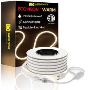 110V-120V Warm White (2600K)Neon LED Rope Light - 8mmX16mm,Commercial Grade, IP65, 189 LM/M -Cuttable, dimmable - Plug and Play And Hardwired