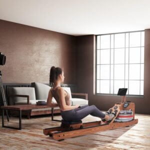 Water Rower - Muscle D Fitness - Wooden Seated Adjustable Water Rower
