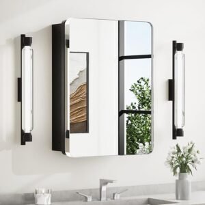 Chrome Medicine Cabinet with Mirror – 24"x32" Stainless Steel Frame - Wall Mounted or Recessed Installation - HD Shatterproof Glass