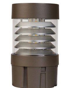 LED Bollard Light, Selectable 24W/19W/14W and CCT, 3,360 Lumens, 120-277 VAC, Round Pole Included