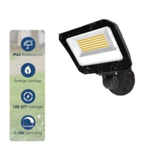 Adjustable LED Outdoor Flood Light- 35W/20W/15W - Knuckle Mount- Built-in Photocell for Dusk-to-Dawn Lighting