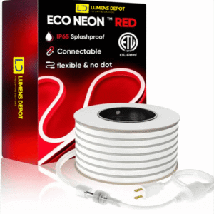 110V-120V Red Neon LED Rope Light - 8mmX16mm,Commercial Grade, IP65, 6 Watts/M -Cuttable, dimmable, could be hardwired ETL Listed- Plug and Play