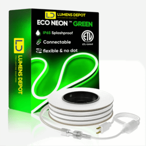 110V-120V Green Neon LED Rope Light - 8mmX16mm,Commercial Grade, IP65, 6 Watts/M -Cuttable, dimmable, could be hardwired ETL Listed- Plug and Play
