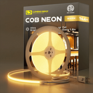 110-120V Warm White(2800K) COB LED Neon Rope(10mmX4.5mm)-Peel and Stick Tape Light, IP65 Splash Proof, Cuttable, dimmable, can hardwire