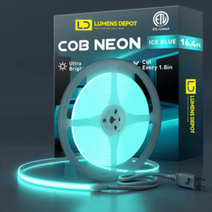 120V Ultra Bright COB LED Neon Rope Light, Ice Blue, 800 Lumens/M