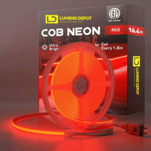 110V High-Intensity COB LED Neon Rope Light Red, 800 Lumens/M