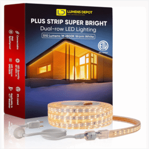 110V Super Bright Double Row LED Strip, Warm White 2800K, 510 Lumens/M
