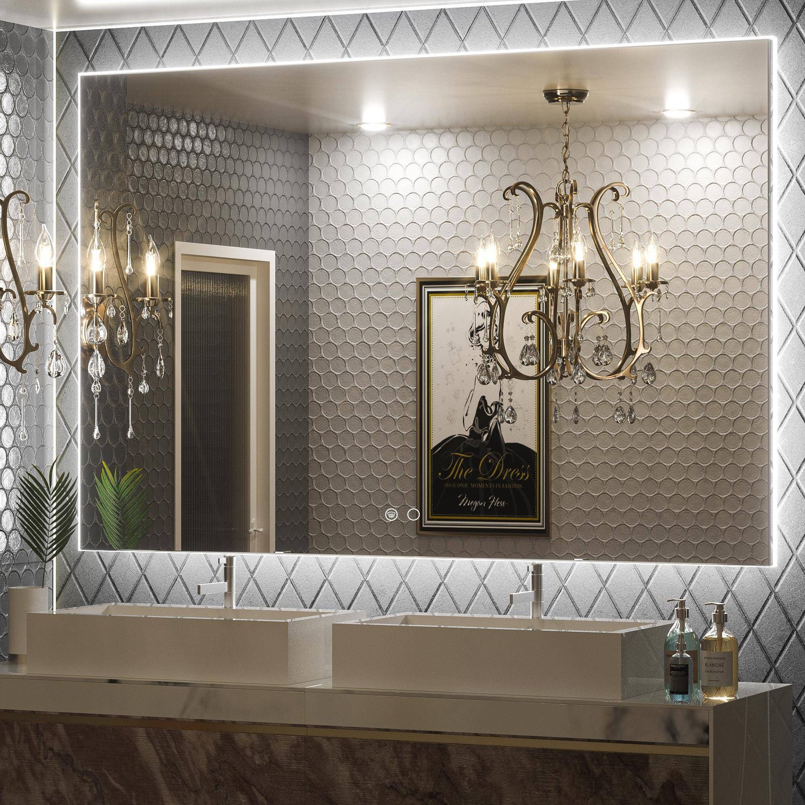 6000K Backlit LED Bathroom Mirror, Shatterproof, IP54, Anti-Fog