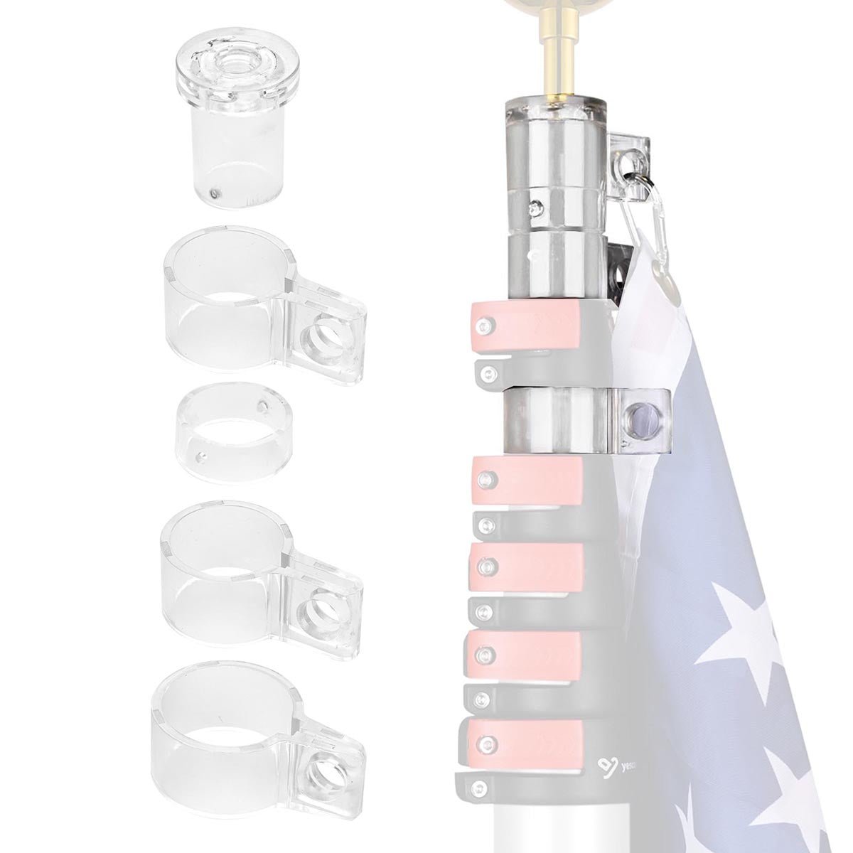 Yescom Flag Hanging Plastic Rings Replacement 5ct/pk