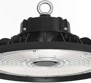 LED UFO High Bay Light, Selectable 150W/120W/100W, and CCT, 22,500 Lumens, Haisen 3-pin Sensor Base