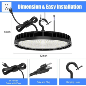 LED UFO High Bay Light, Selectable 150W/120W/90W and CCT, 21,000 Lumens, 100-277 VAC