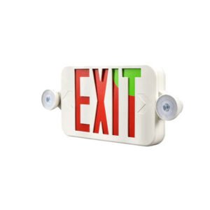 LED Exit Sign with Combo Lamp Heads Red or Green Legend, 4000K, 120-277 VAC, 90 min backup