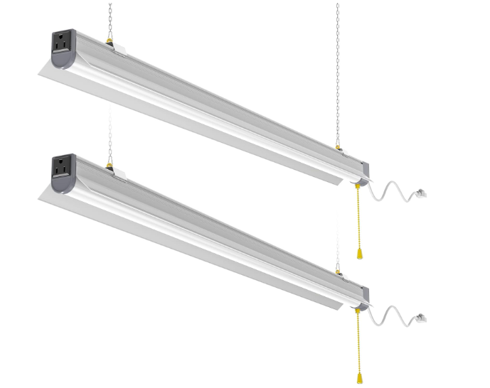 2-Pack 80W LED Shop Lights, 5000K Daylight, 10,400LM, Linkable Garage Ceiling Lights with Power Cord, T10 Linear Fixture for Workshop, Office, Basement, 120V Only