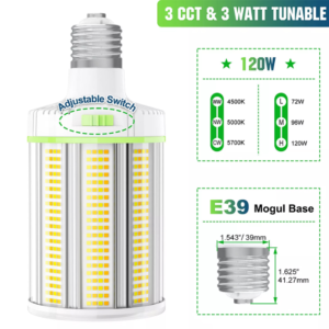 LED Corn Bulb, 120W, 18000 Lumens, 5000K, E39 Base, 277-480 VAC