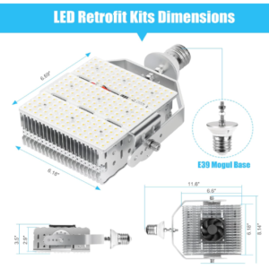 240W LED Pole Light Retrofit Kit with Lens, E39 Mogul Base, 100-277 VAC, 5000K, 34,800 Lumens