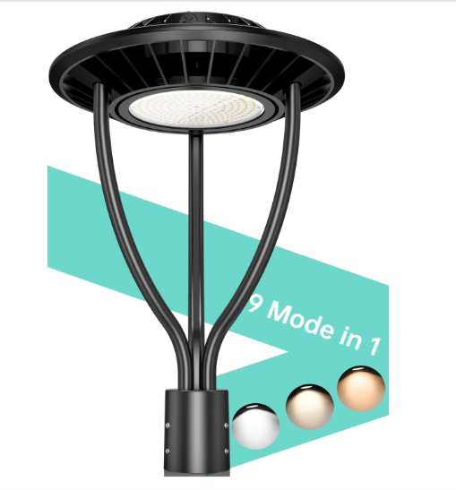 LED Post Top Light - Built-in Photocell, Selectable 150W/100W/70W and CCT, 100-277 VAC, 21000 Lumens